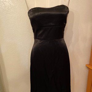 Black satin strapless dress